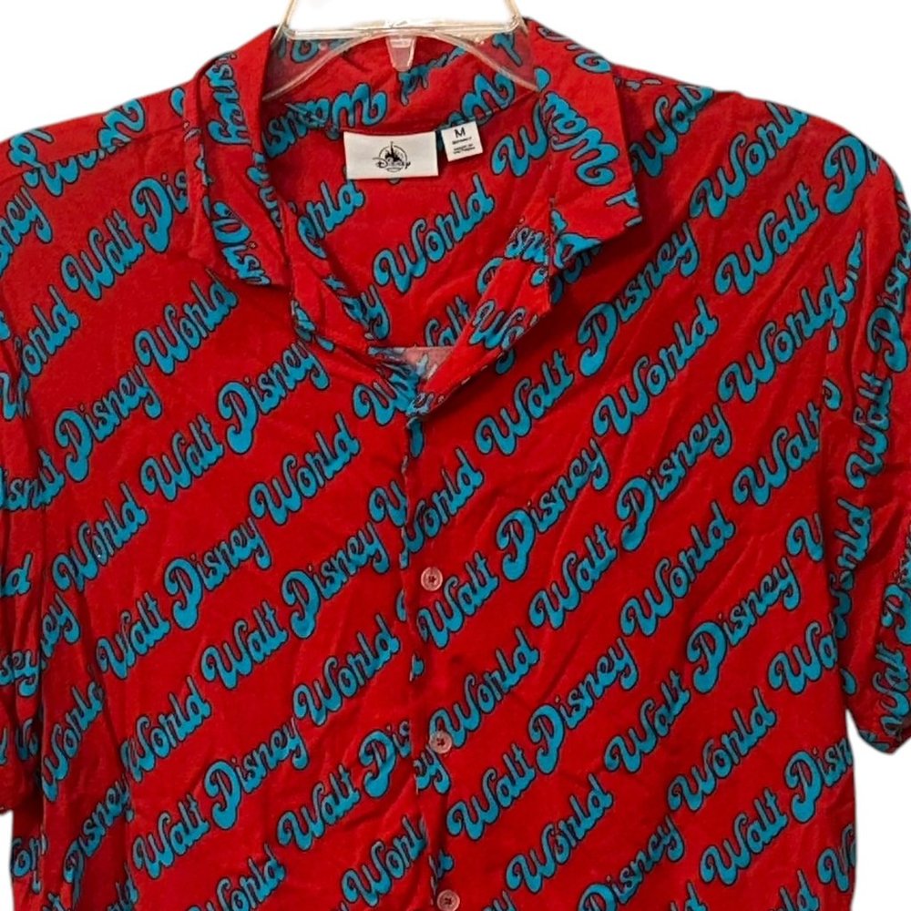 Men's Disney Parks Short Sleeve Button Up Shirt Medium Walt Disney World Logo‎ - Picture 2 of 6